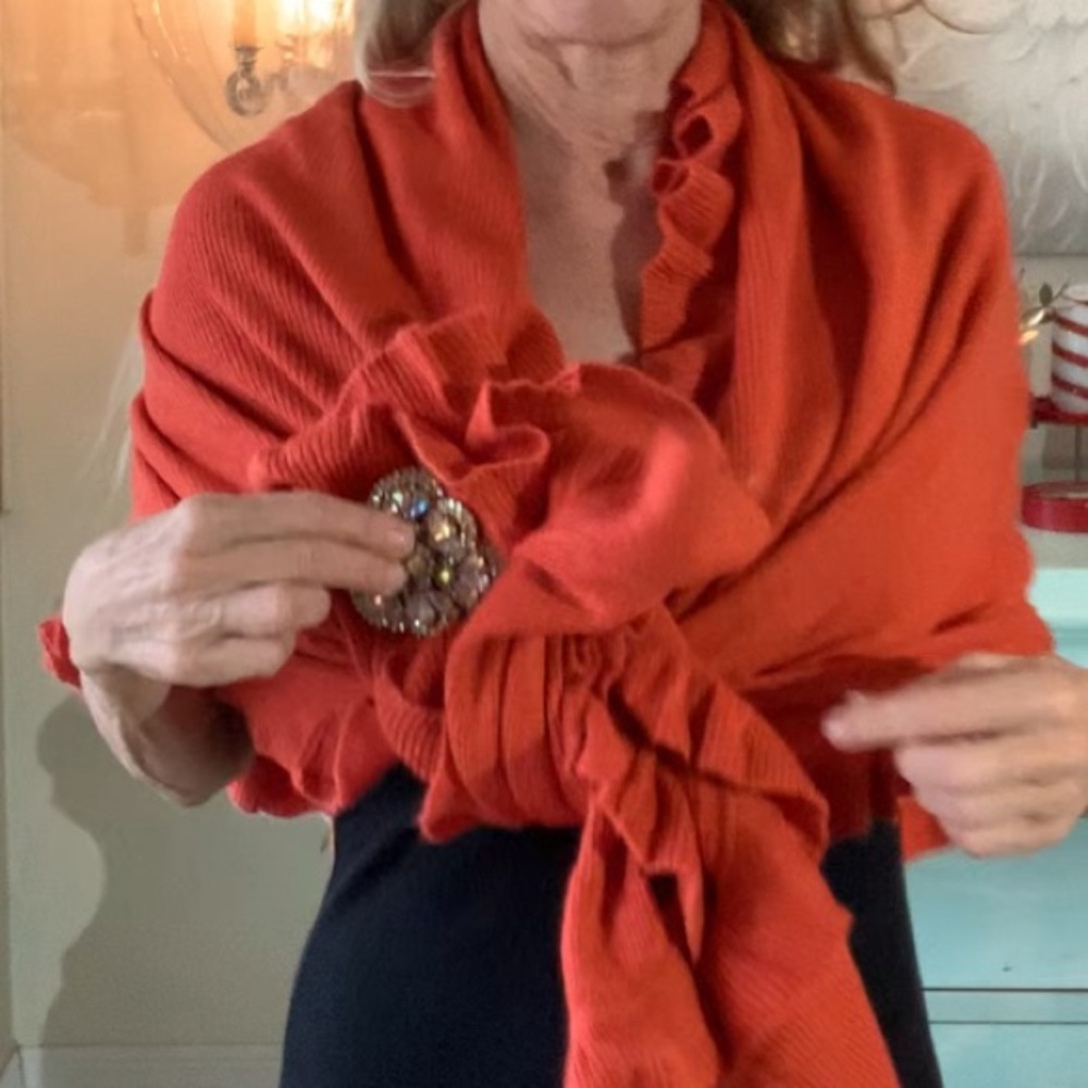 Ruffle scarf, orange new with tags